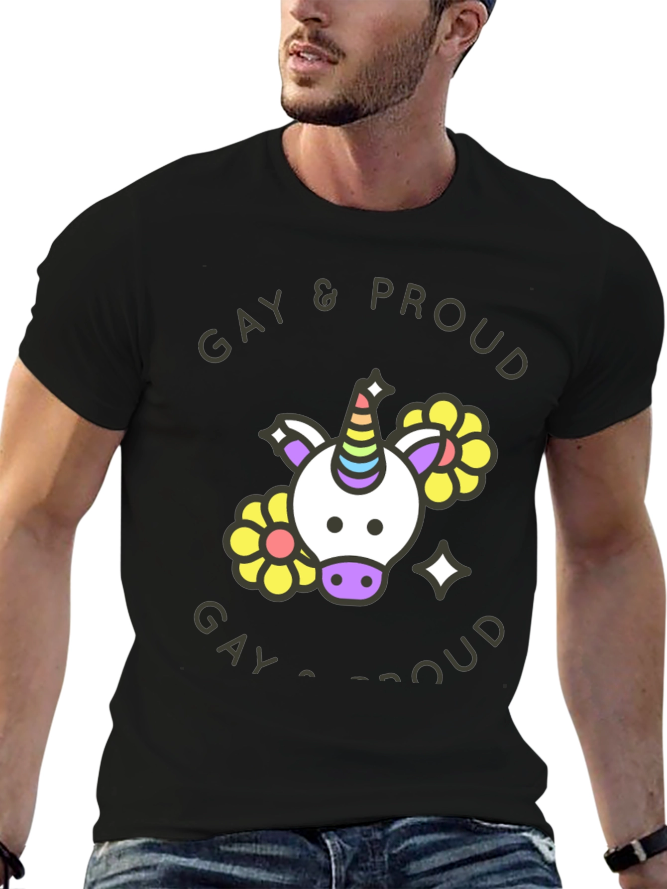 Gay & Proud Unicorn Graphic Tee