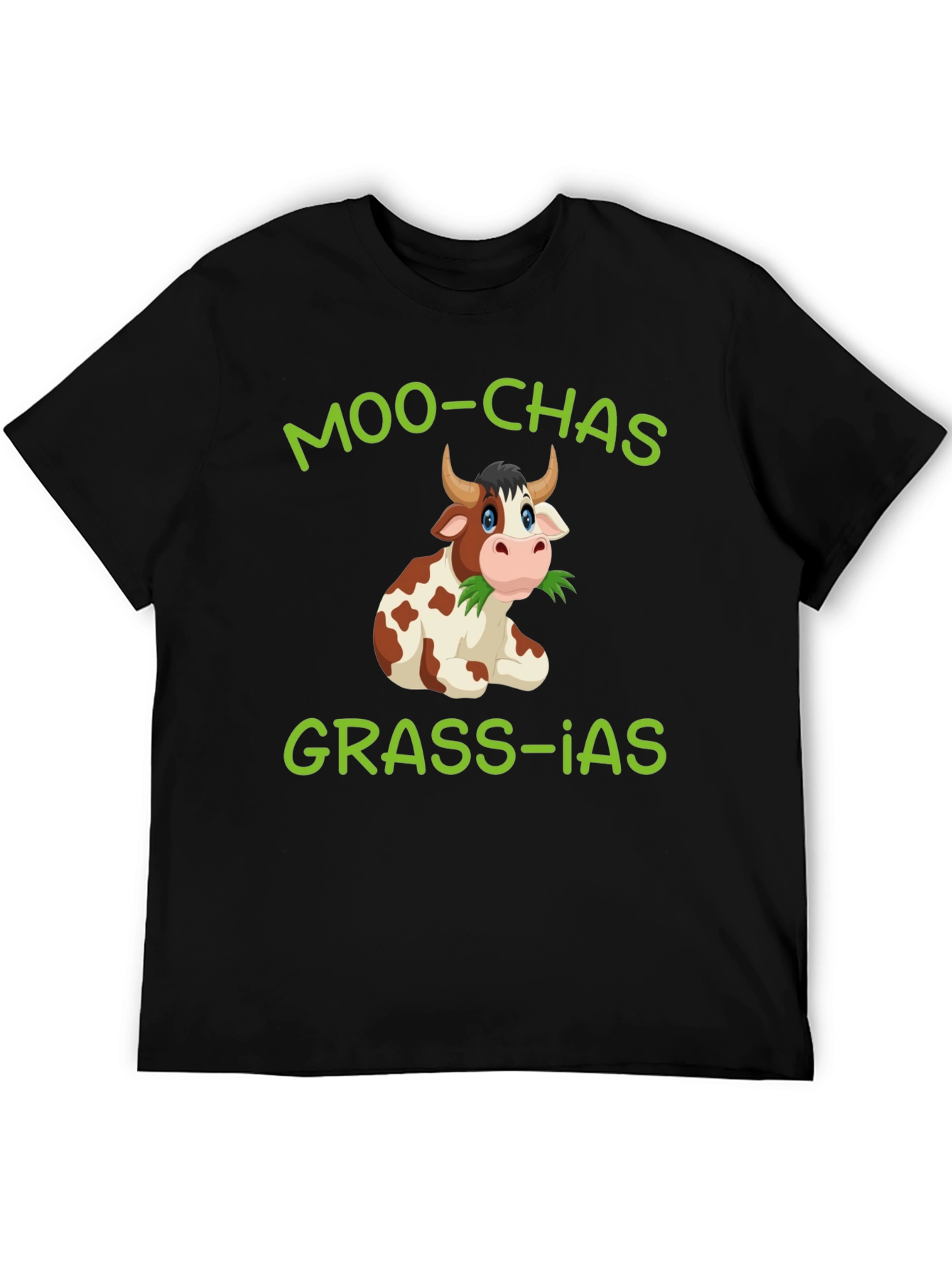 Moo-chas Grass-ias Cow Graphic T-Shirt
