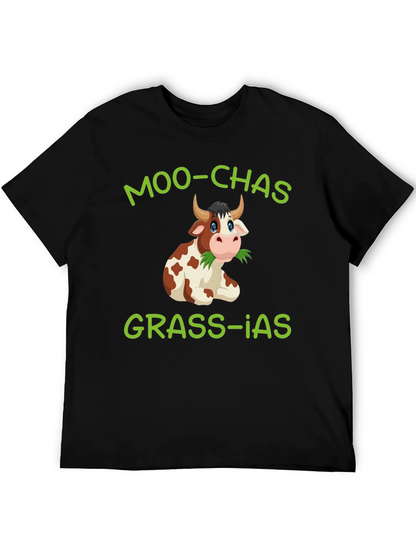 Moo-chas Grass-ias Cow Graphic T-Shirt