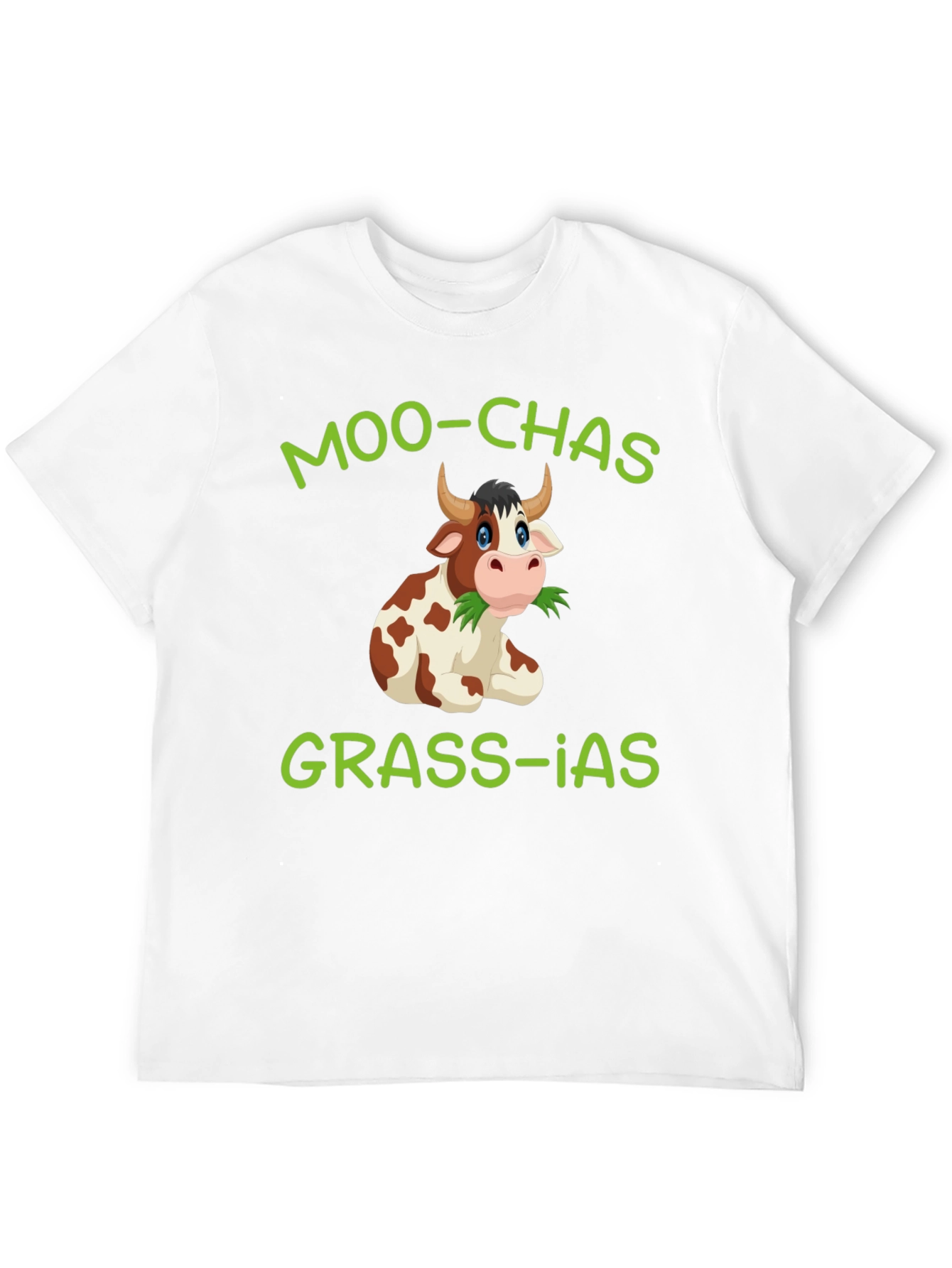Moo-chas Grass-ias Cow Graphic T-Shirt