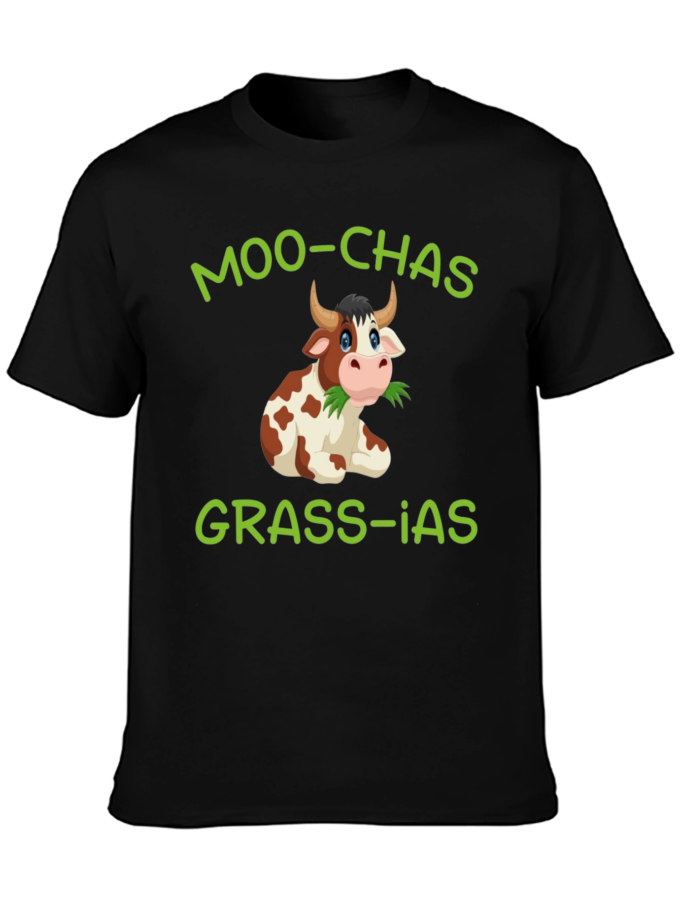 Moo-chas Grass-ias Cow Graphic T-Shirt