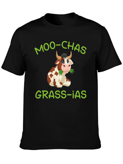 Moo-chas Grass-ias Cow Graphic T-Shirt