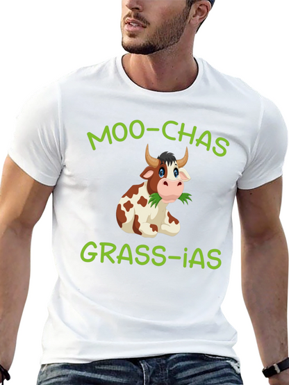 Moo-chas Grass-ias Cow Graphic T-Shirt