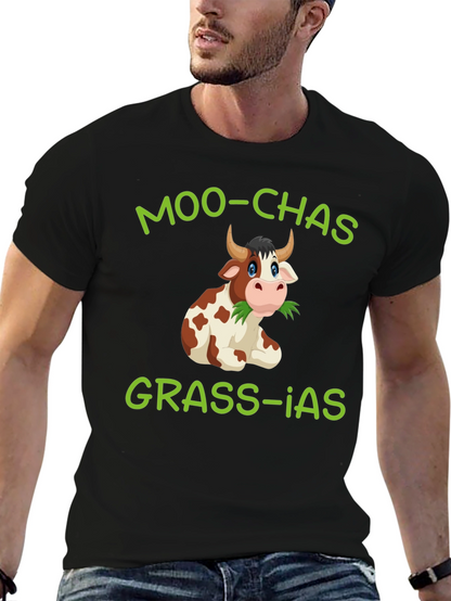 Moo-chas Grass-ias Cow Graphic T-Shirt
