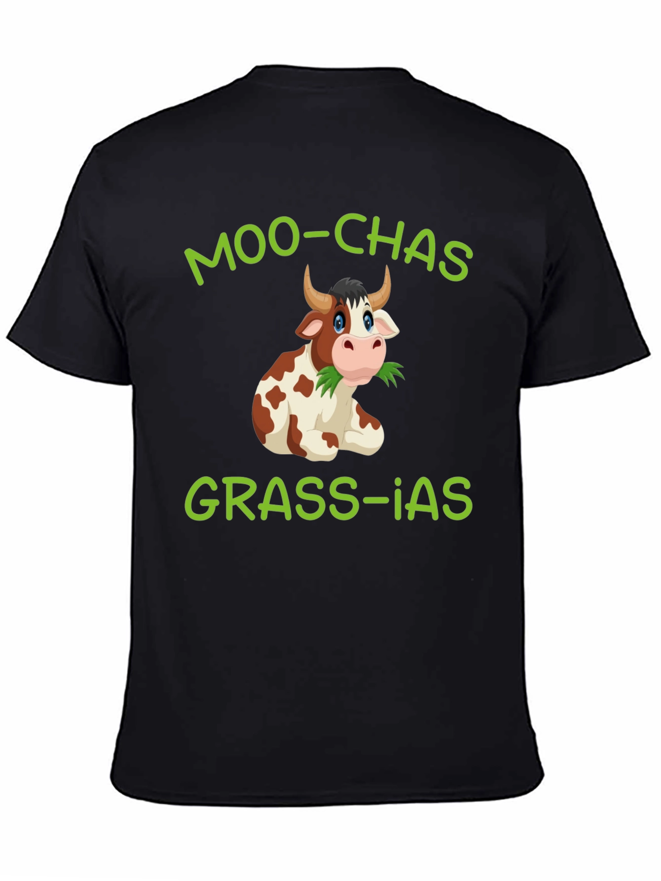 Moo-chas Grass-ias Cow Graphic T-Shirt
