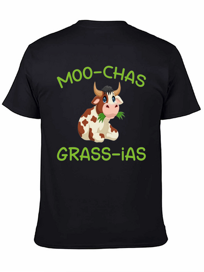 Moo-chas Grass-ias Cow Graphic T-Shirt