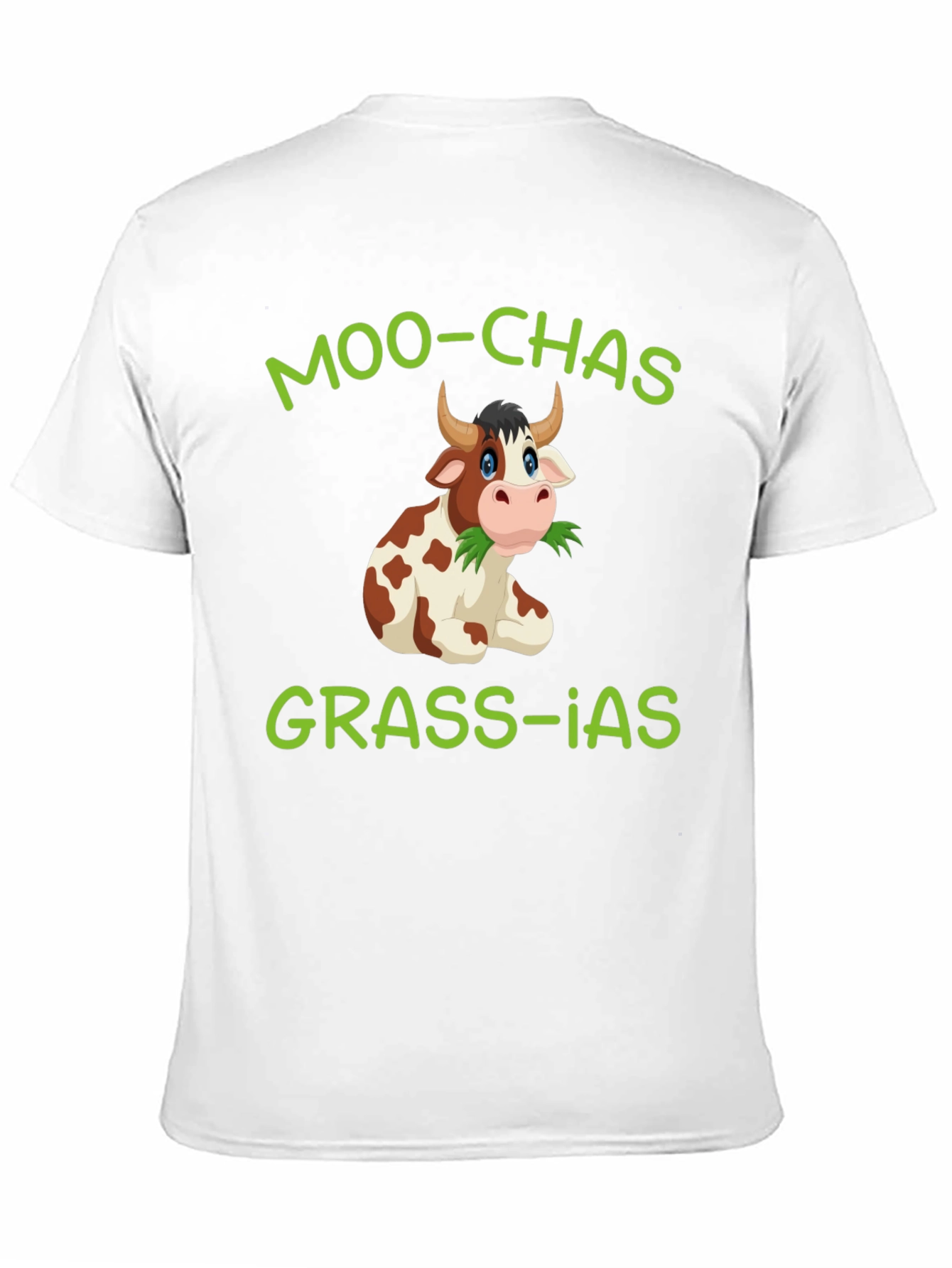 Moo-chas Grass-ias Cow Graphic T-Shirt