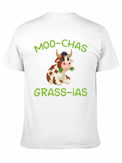 Moo-chas Grass-ias Cow Graphic T-Shirt