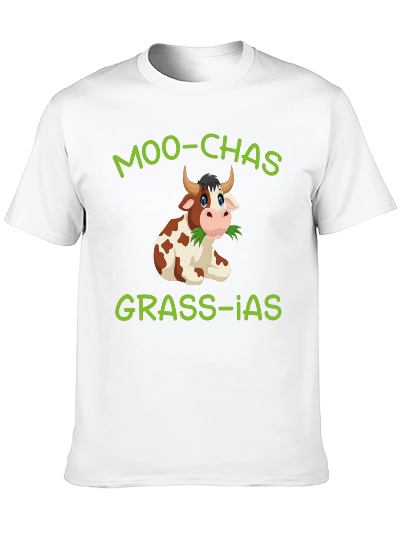 Moo-chas Grass-ias Cow Graphic T-Shirt