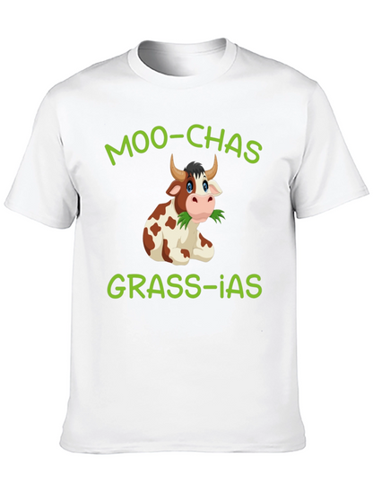 Moo-chas Grass-ias Cow Graphic T-Shirt