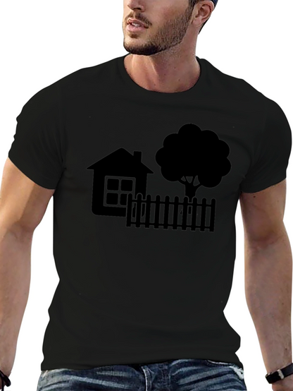 House & Tree Graphic Tee - Modern Black Shirt