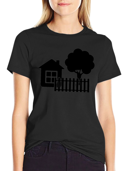 House & Tree Graphic Tee - Modern Black Shirt