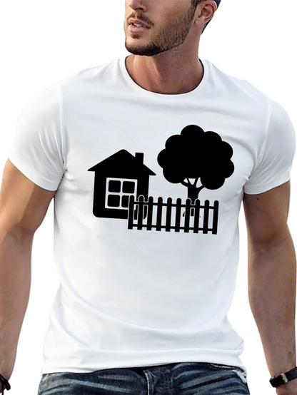 House & Tree Graphic Tee - Modern Black Shirt