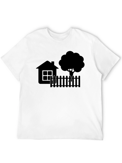 House & Tree Graphic Tee - Modern Black Shirt