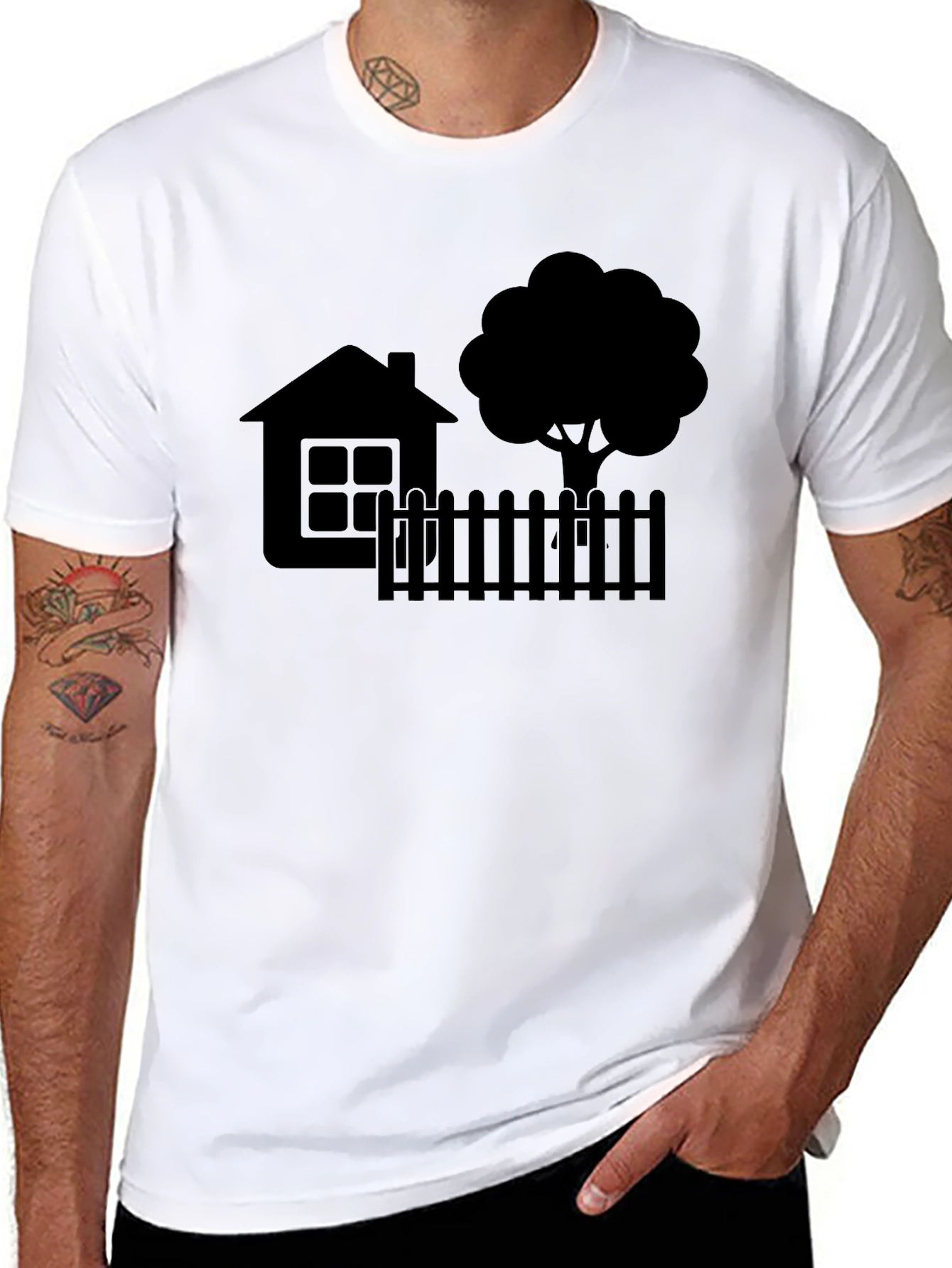 House & Tree Graphic Tee - Modern Black Shirt