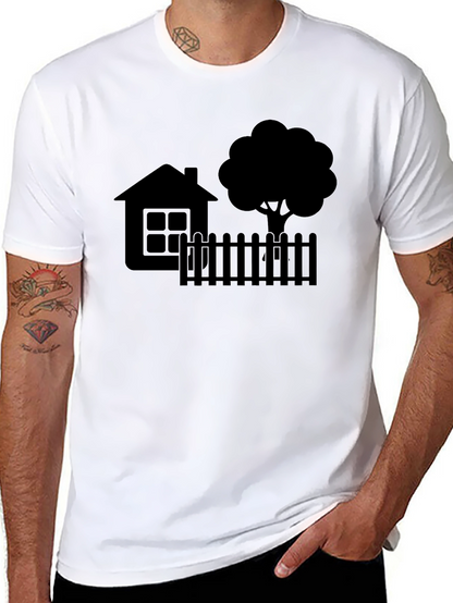House & Tree Graphic Tee - Modern Black Shirt