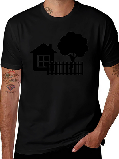 House & Tree Graphic Tee - Modern Black Shirt