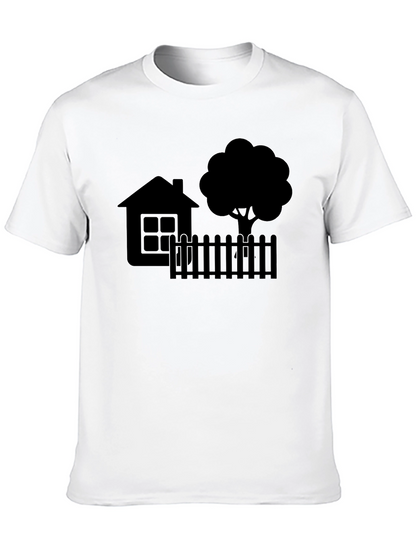House & Tree Graphic Tee - Modern Black Shirt