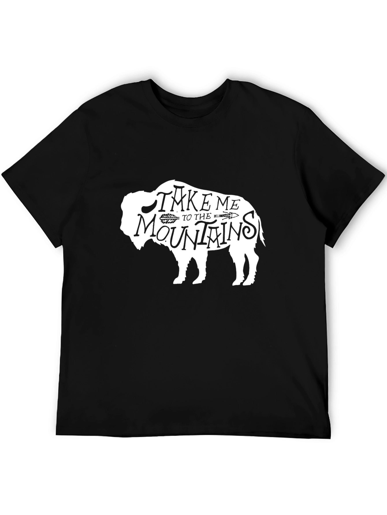 Bison Take Me to the Mountains Black Graphic Tee