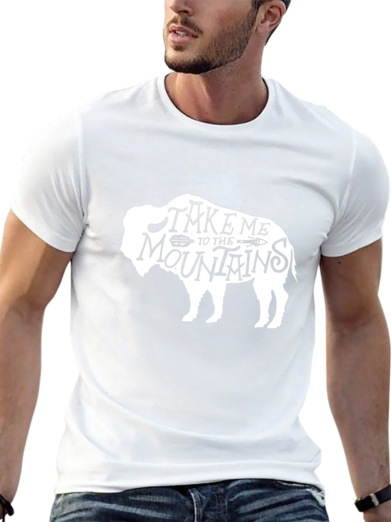Bison Take Me to the Mountains Black Graphic Tee