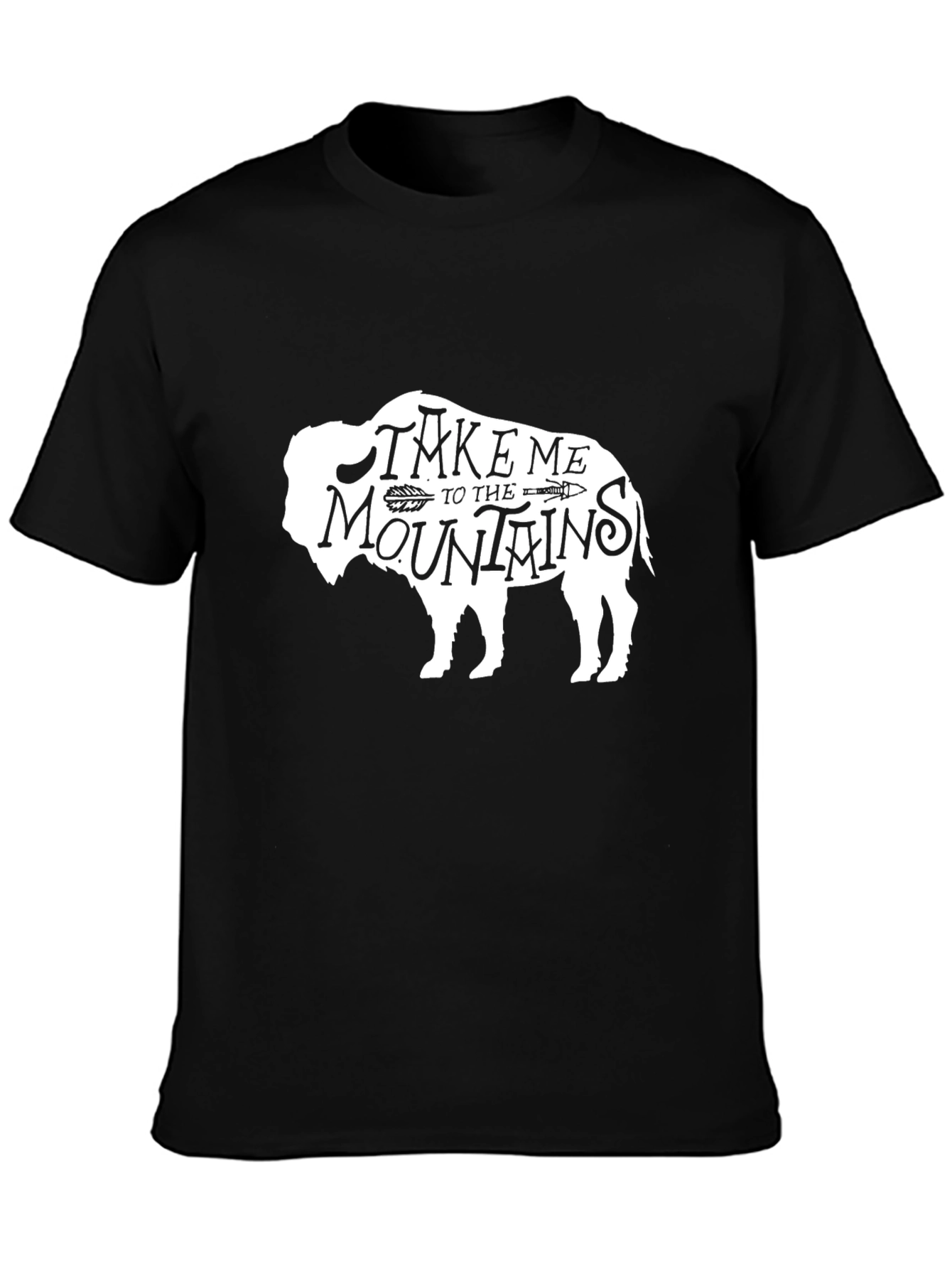 Bison Take Me to the Mountains Black Graphic Tee