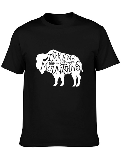 Bison Take Me to the Mountains Black Graphic Tee