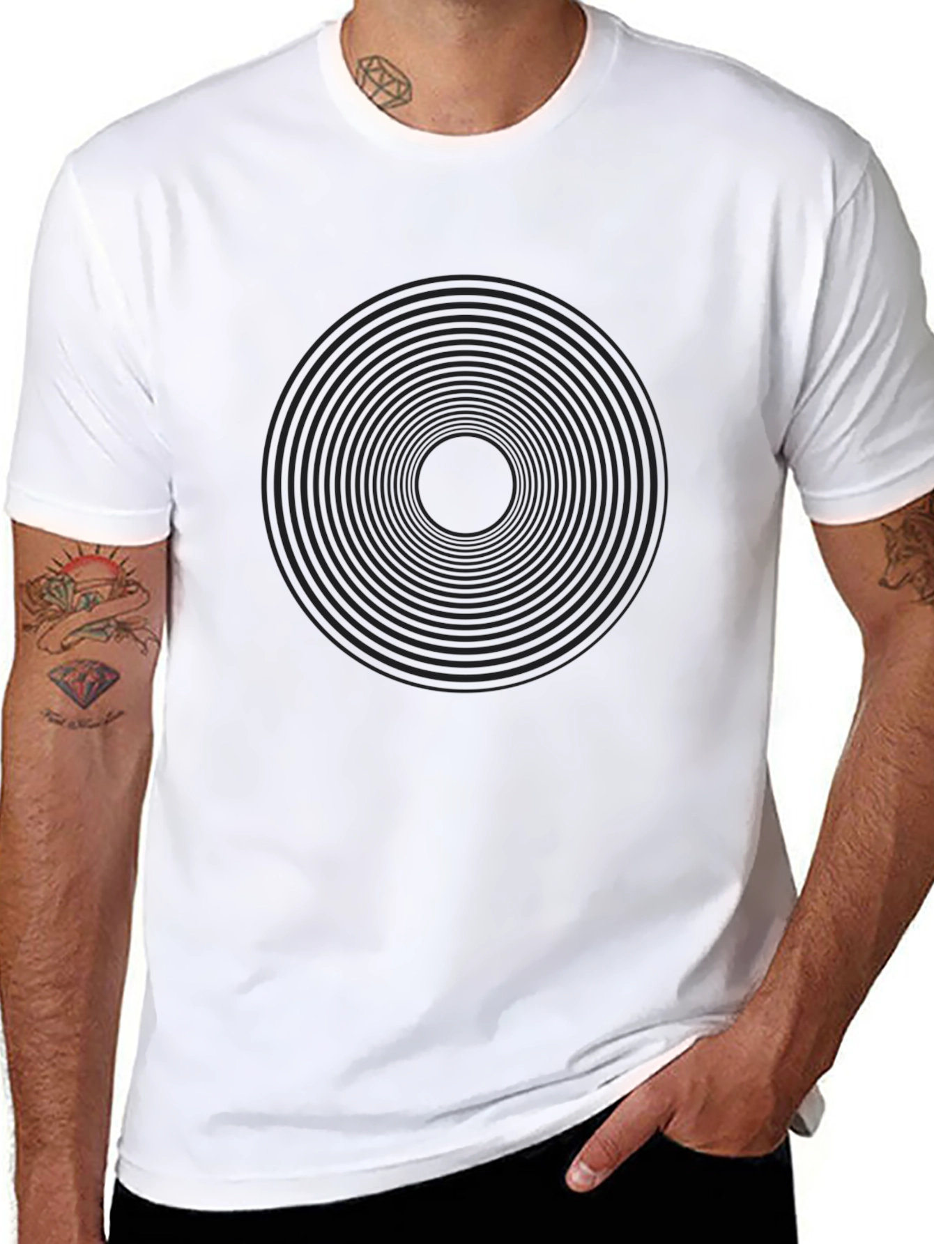 Hypnotic Black Spiral Graphic Tee
