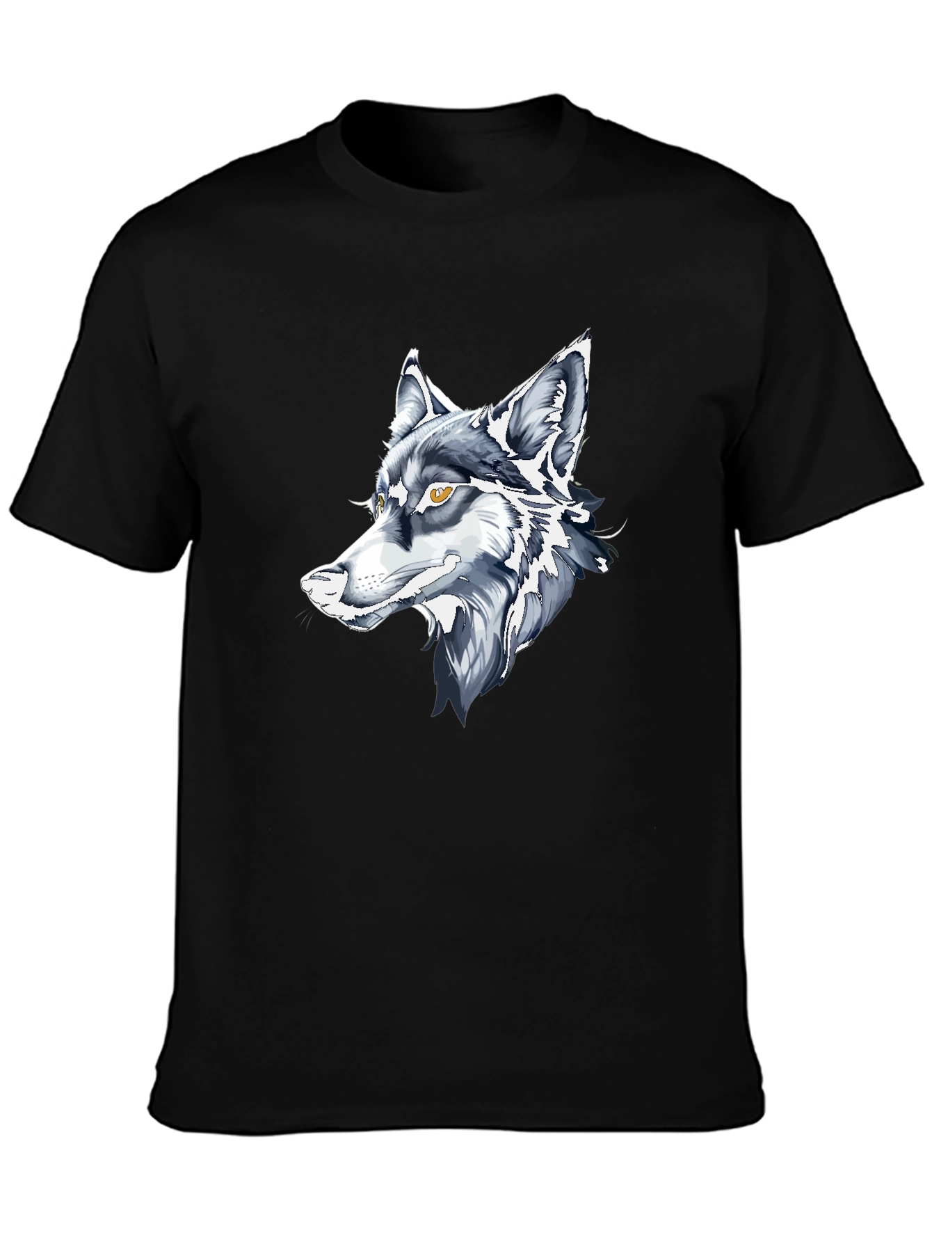Black T-Shirt with Wolf Graphic