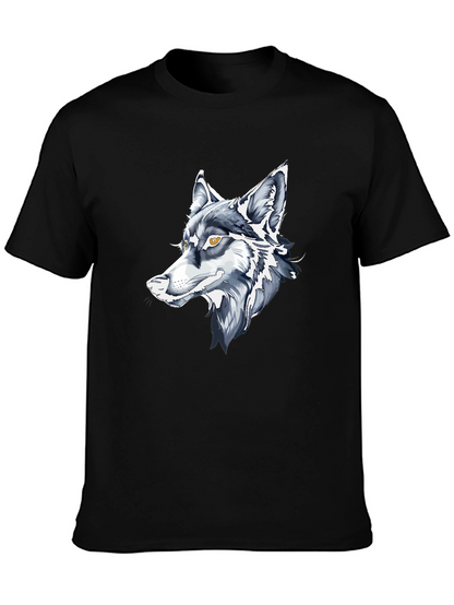 Black T-Shirt with Wolf Graphic