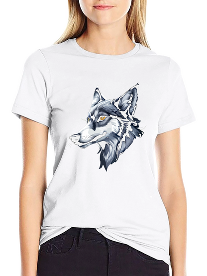 Black T-Shirt with Wolf Graphic