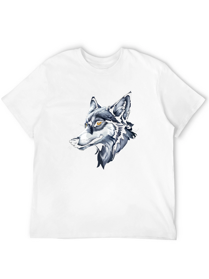 Black T-Shirt with Wolf Graphic