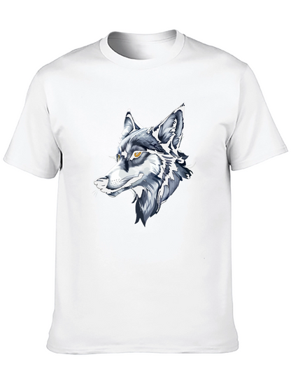 Black T-Shirt with Wolf Graphic