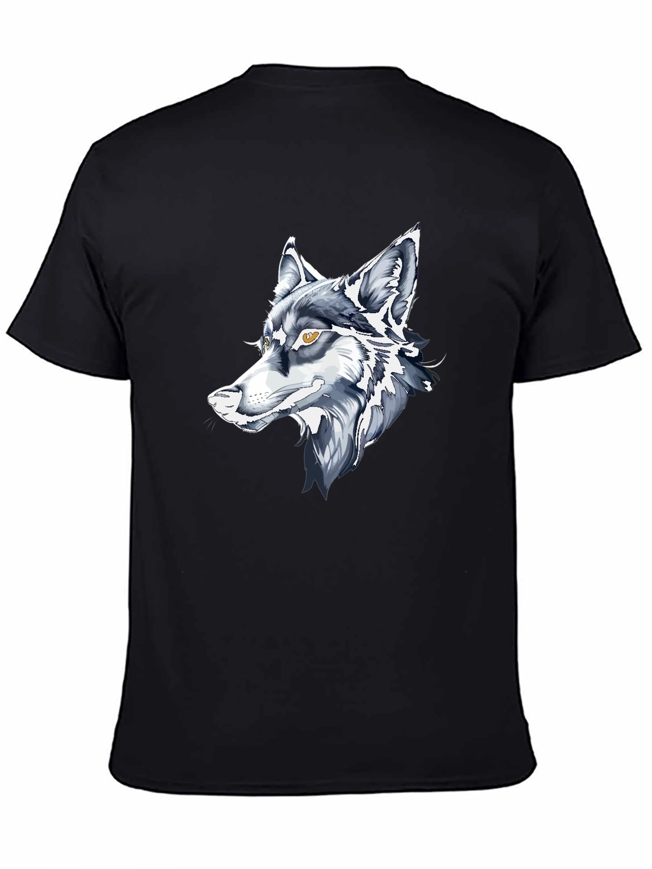 Black T-Shirt with Wolf Graphic