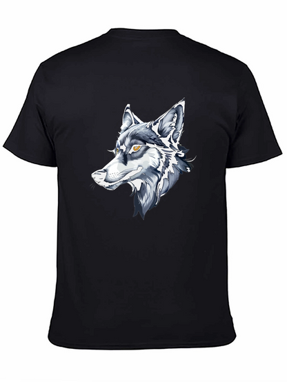 Black T-Shirt with Wolf Graphic