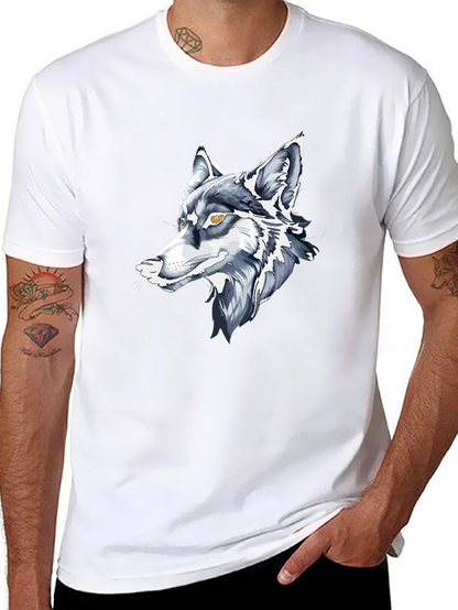 Black T-Shirt with Wolf Graphic