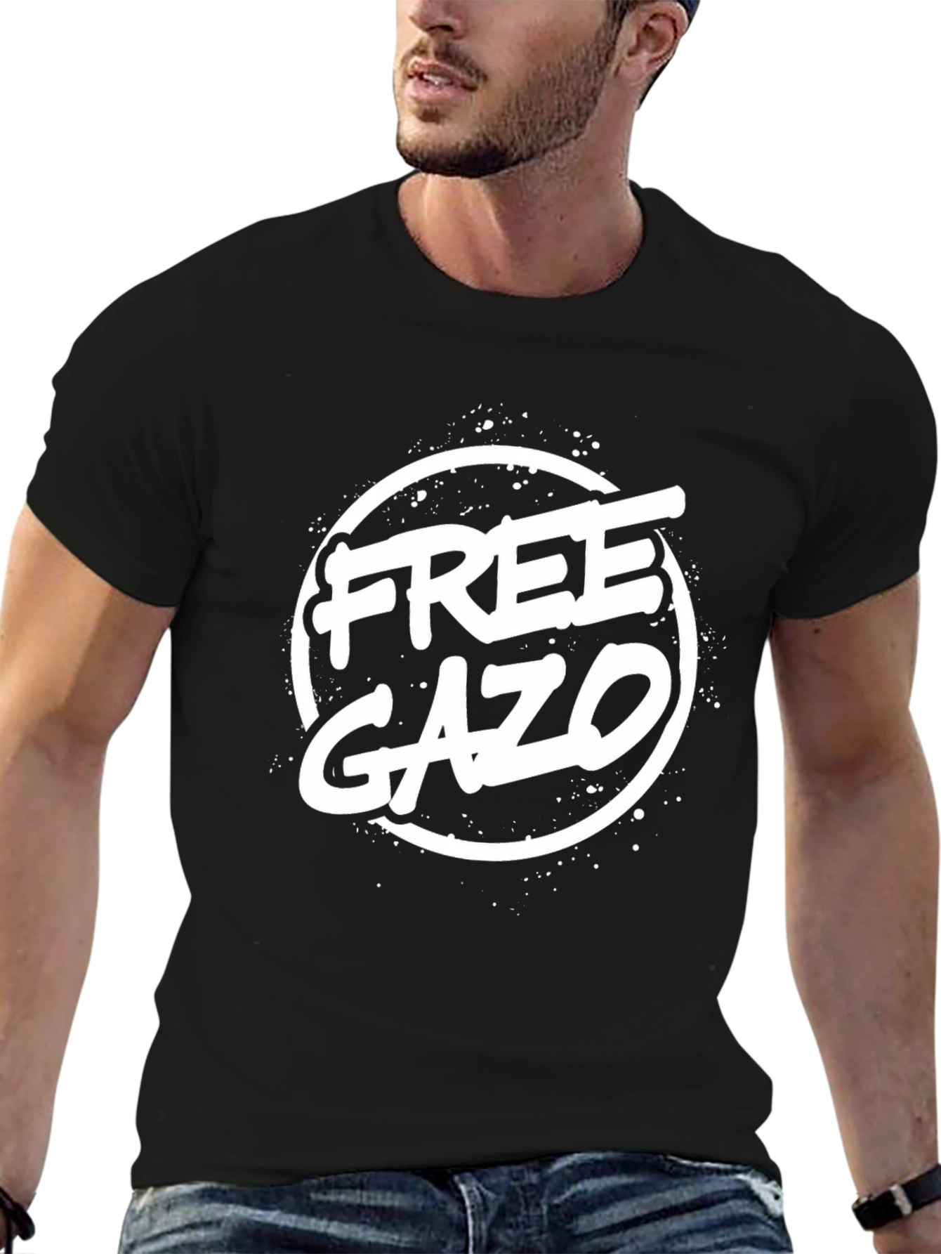Free Gazo Black T-Shirt - Graphic Print Tee