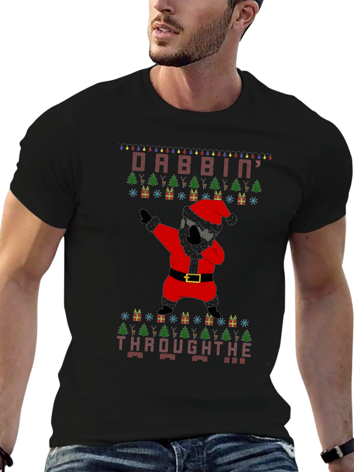 Dabbin Through The Snow Christmas Graphic Tee