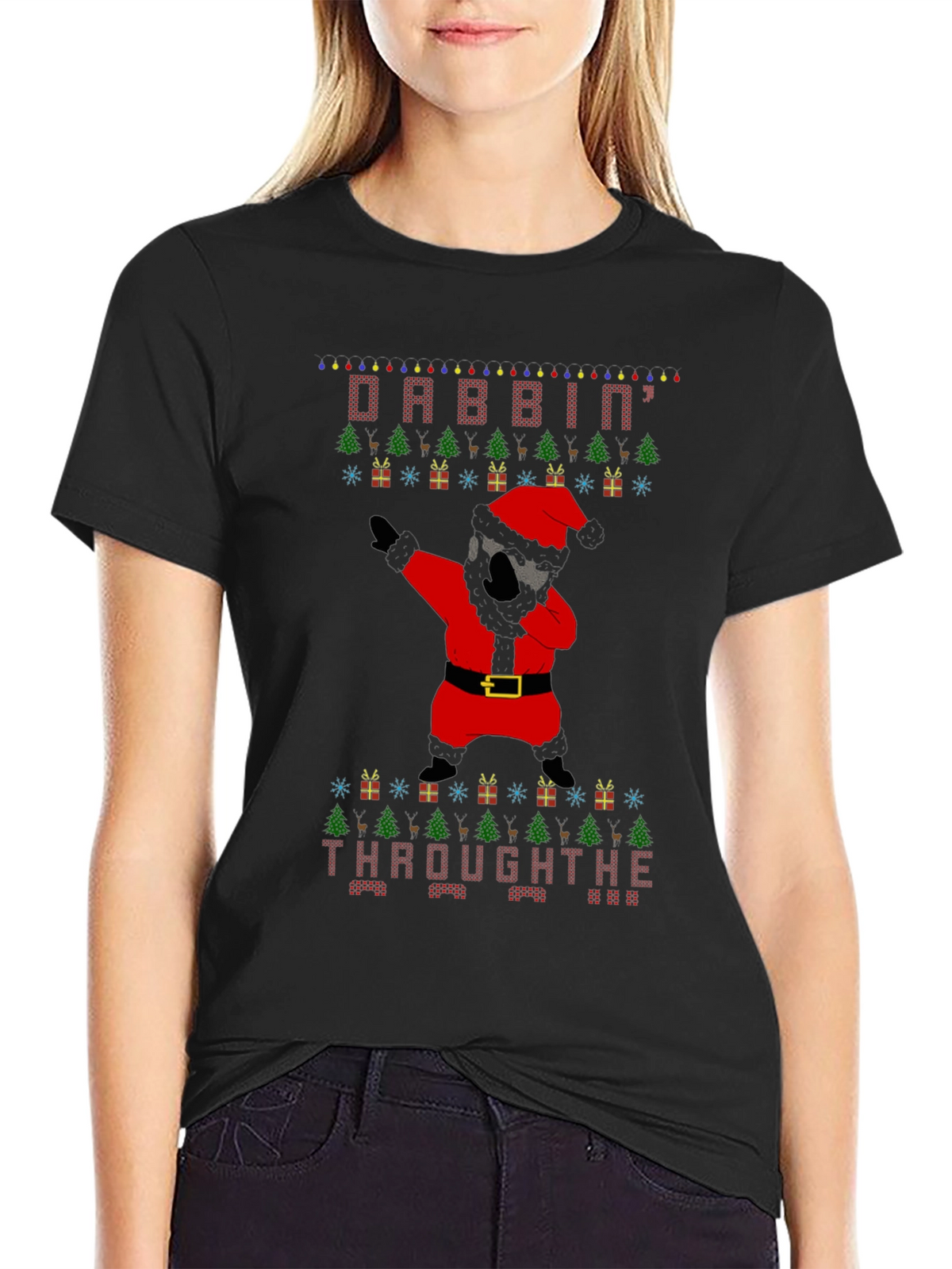 Dabbin Through The Snow Christmas Graphic Tee