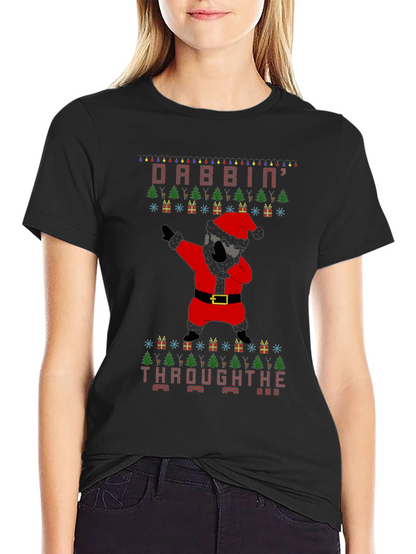 Dabbin Through The Snow Christmas Graphic Tee