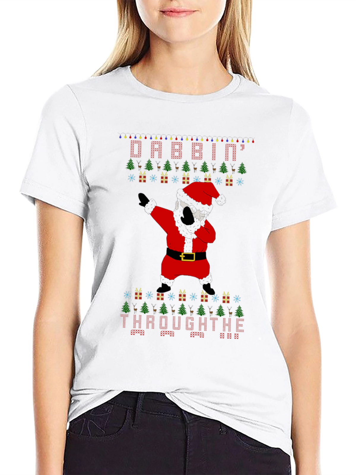 Dabbin Through The Snow Christmas Graphic Tee
