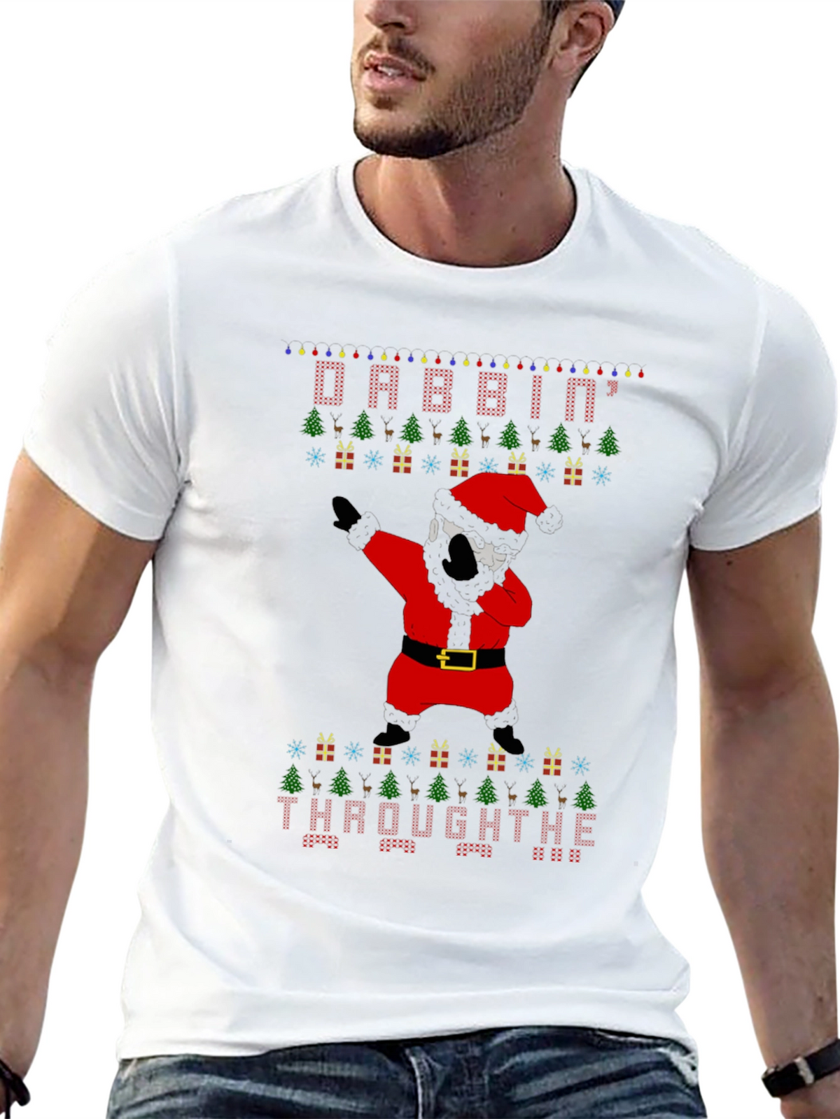 Dabbin Through The Snow Christmas Graphic Tee