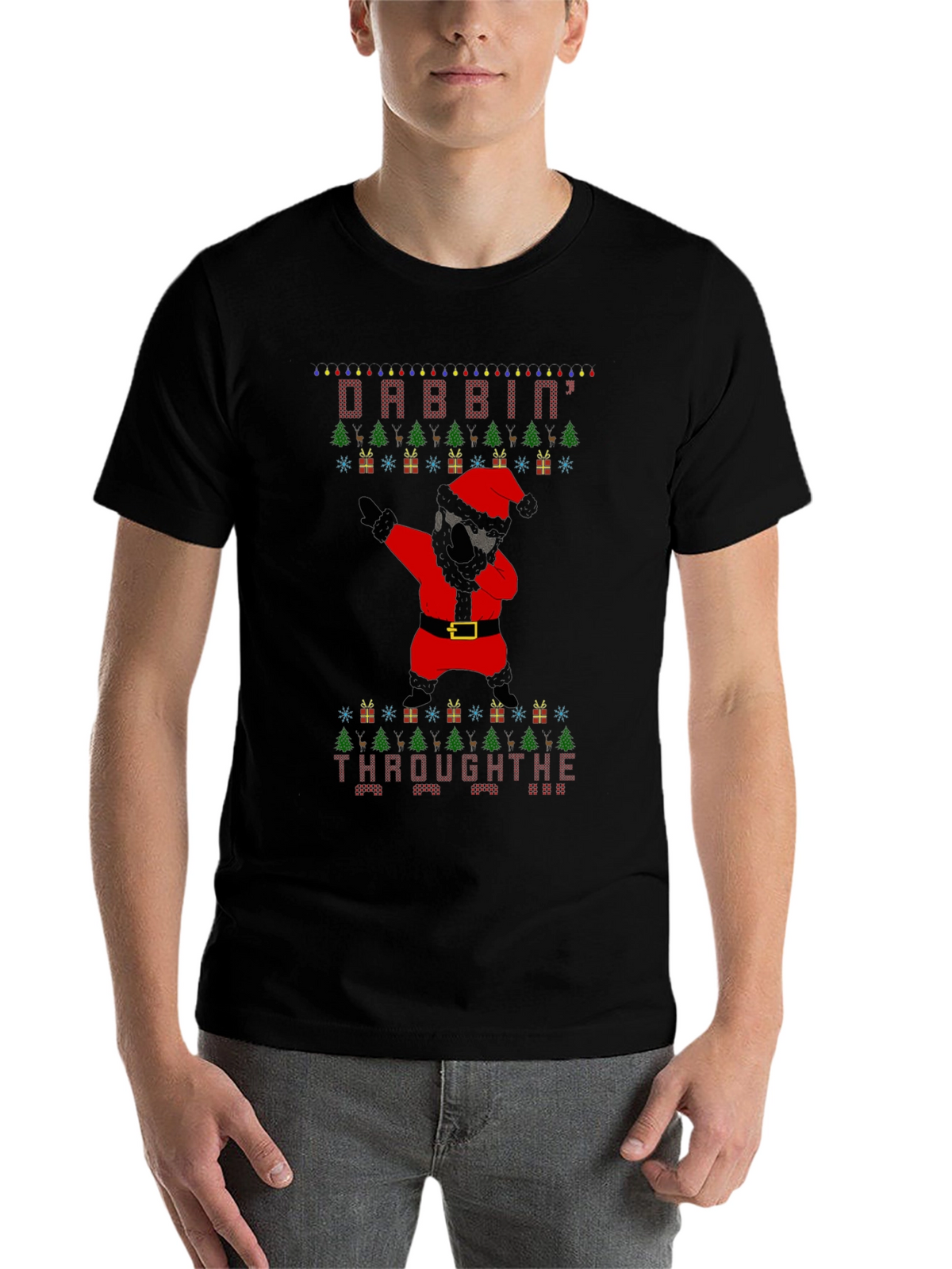 Dabbin Through The Snow Christmas Graphic Tee