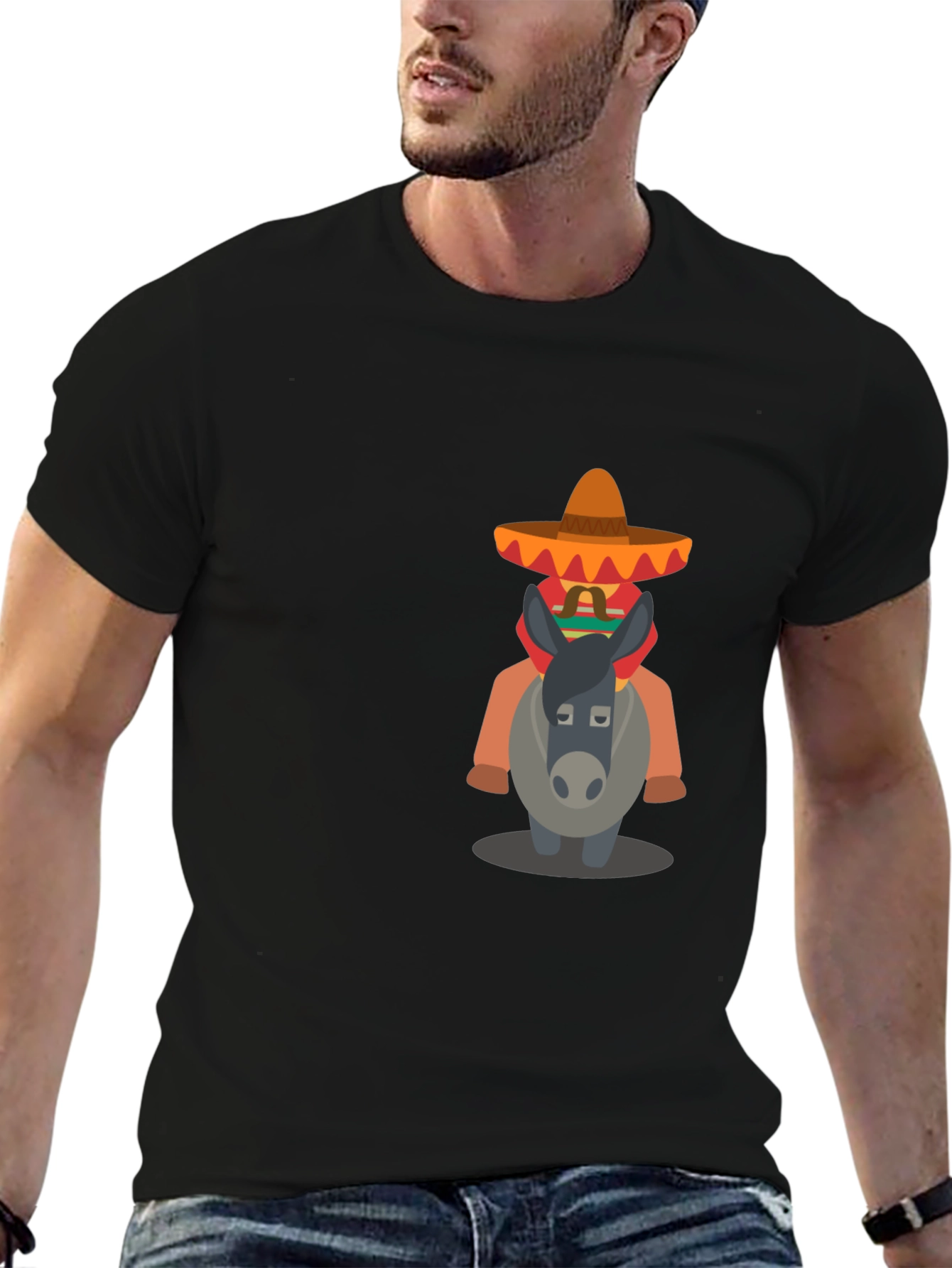 Black T-Shirt with Mexican Donkey Design