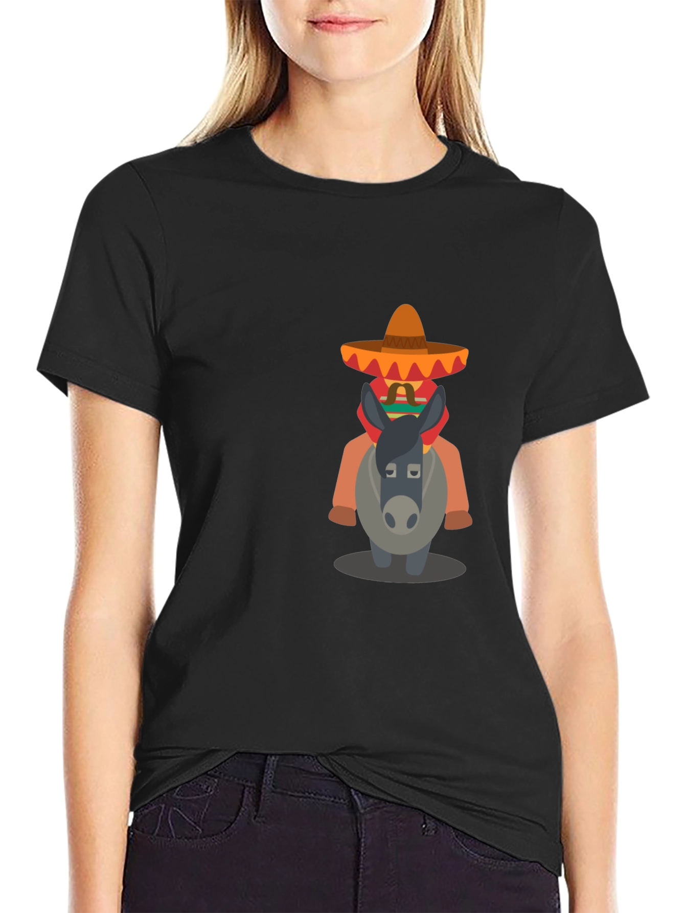 Black T-Shirt with Mexican Donkey Design
