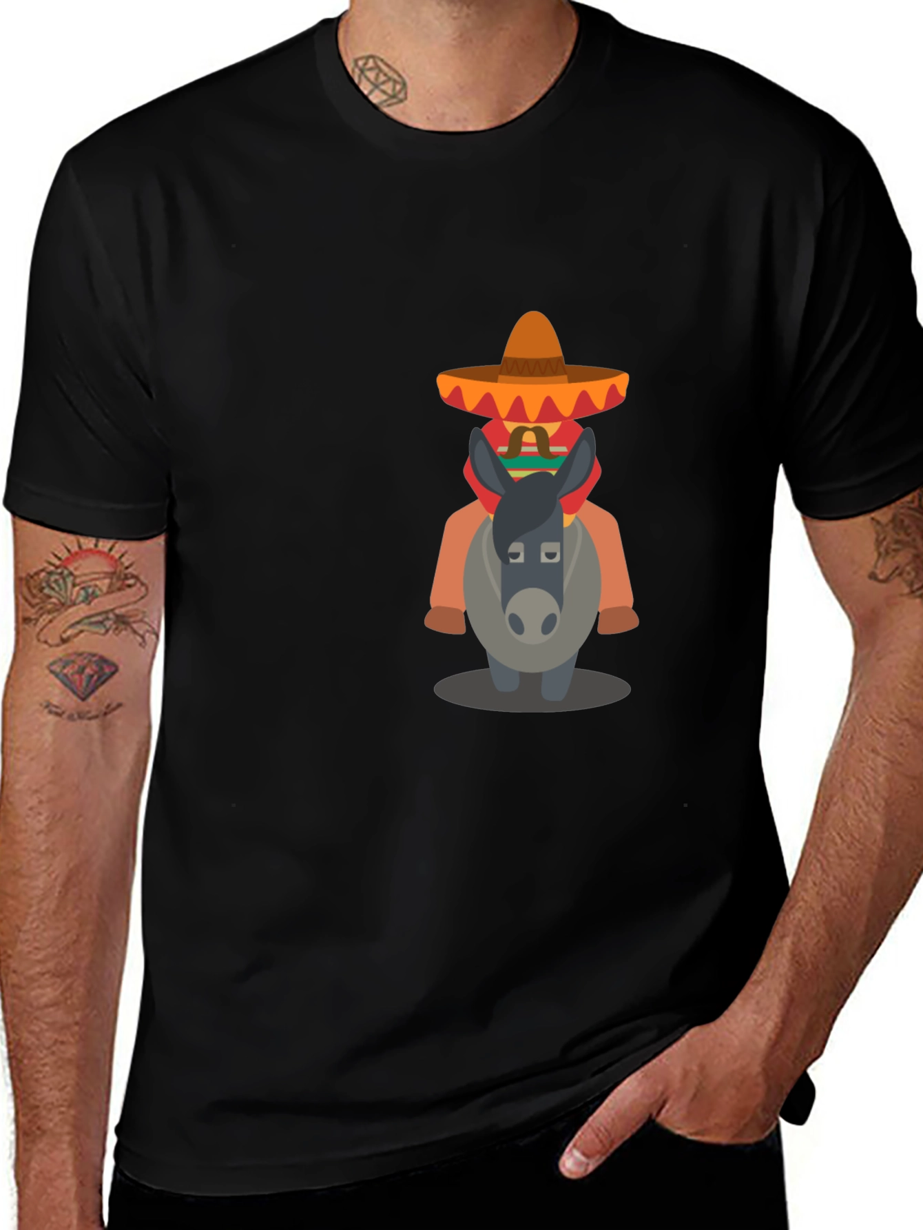 Black T-Shirt with Mexican Donkey Design