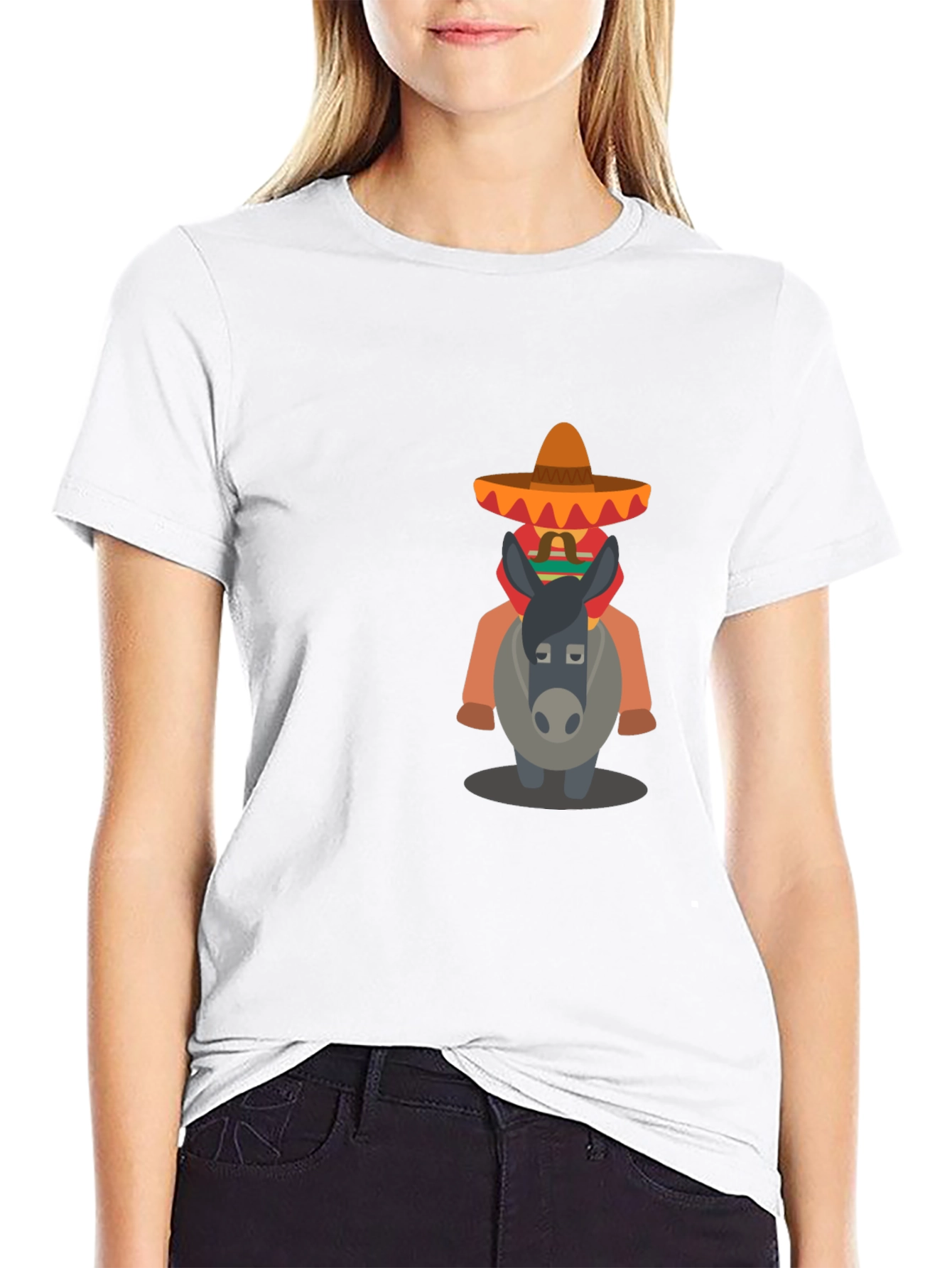 Black T-Shirt with Mexican Donkey Design