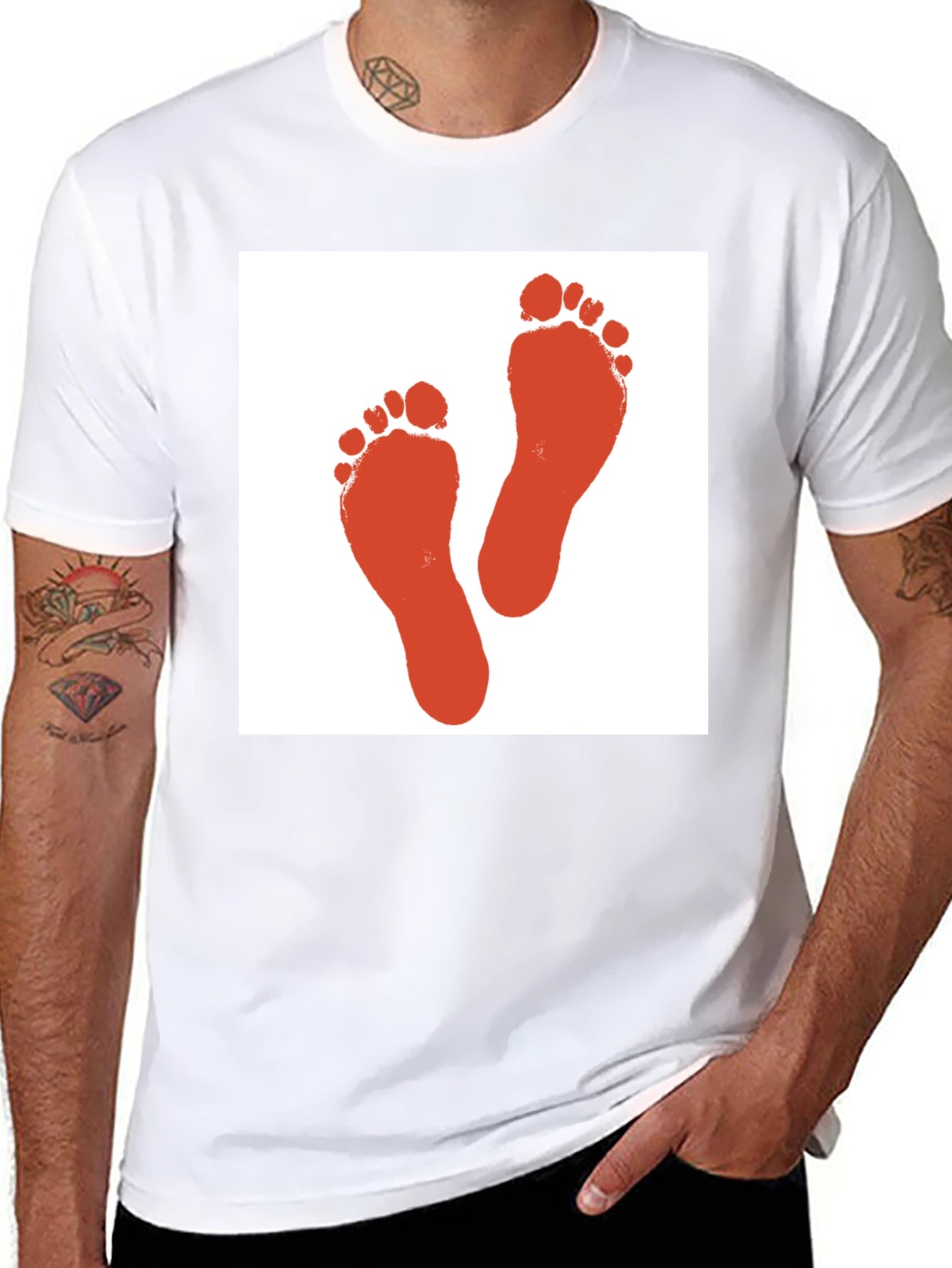 Footprint Graphic Tee - Black Cotton T-Shirt