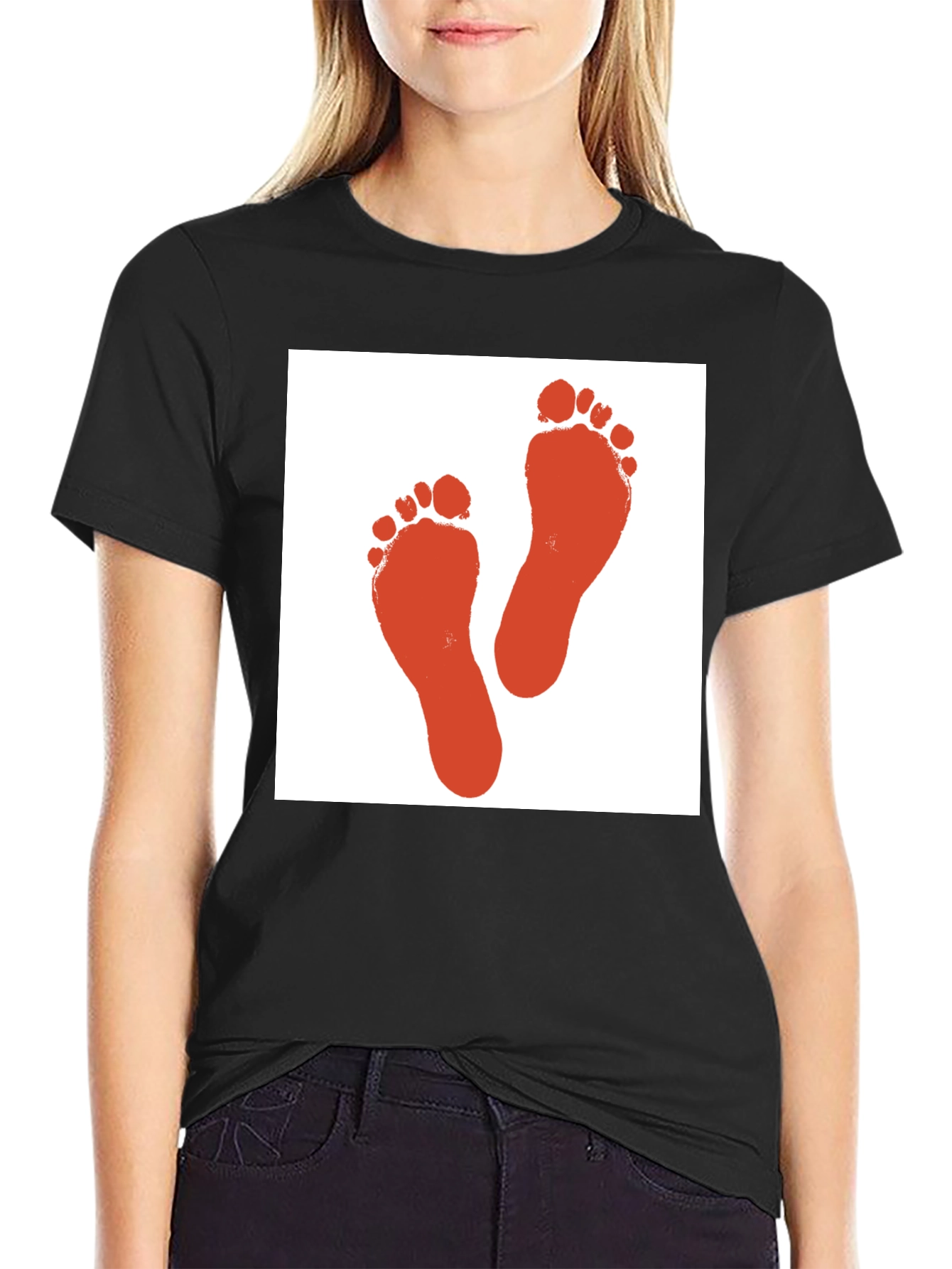Footprint Graphic Tee - Black Cotton T-Shirt
