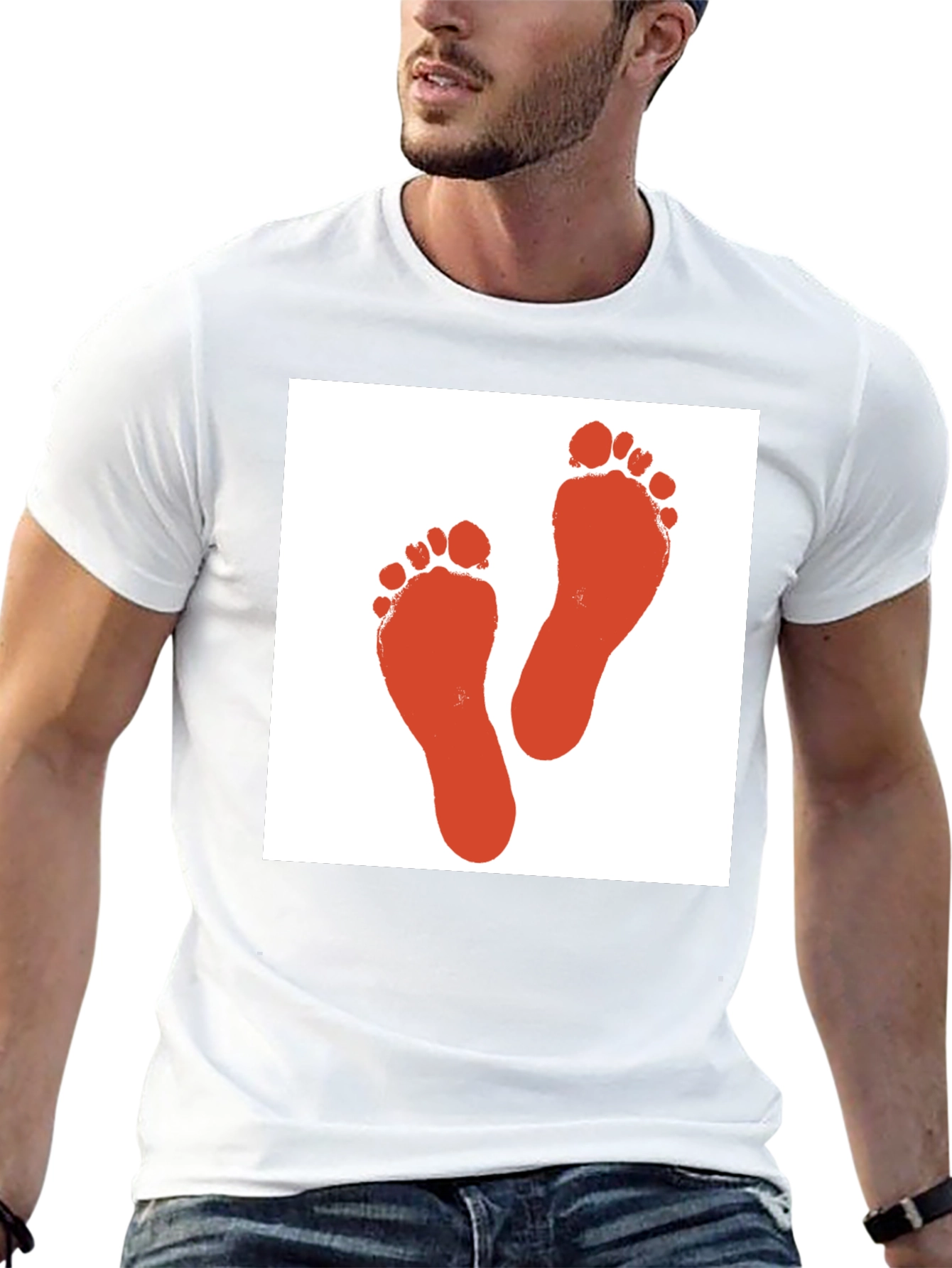 Footprint Graphic Tee - Black Cotton T-Shirt