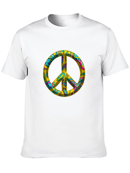 Peace Sign Graphic Tee - Black Cotton Blend T-Shirt